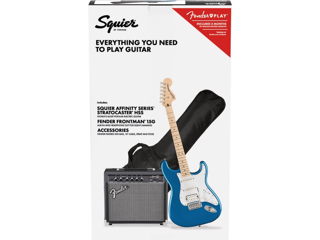 FENDER SQUIER AFFINITY PACK CHITARRA STRATOCASTER HSS AMPLIFICATORE 15W  ACCESSORI 0372820602 - HobbyMusica - The Music Place